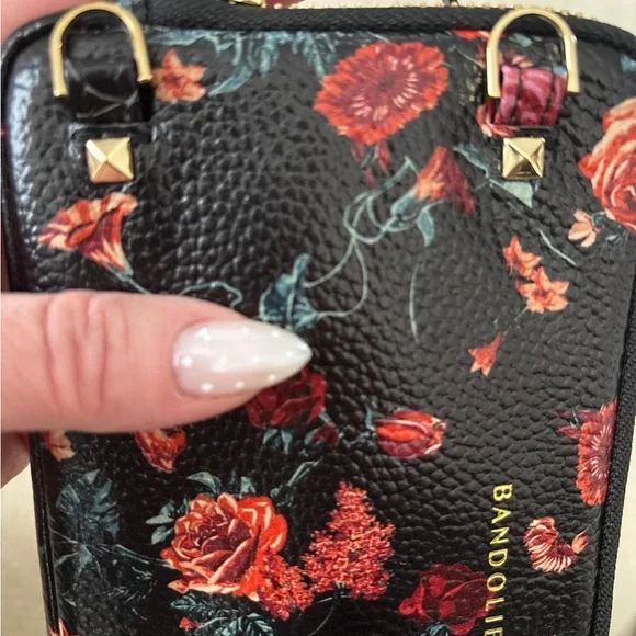 Floral Black Leather Wallet